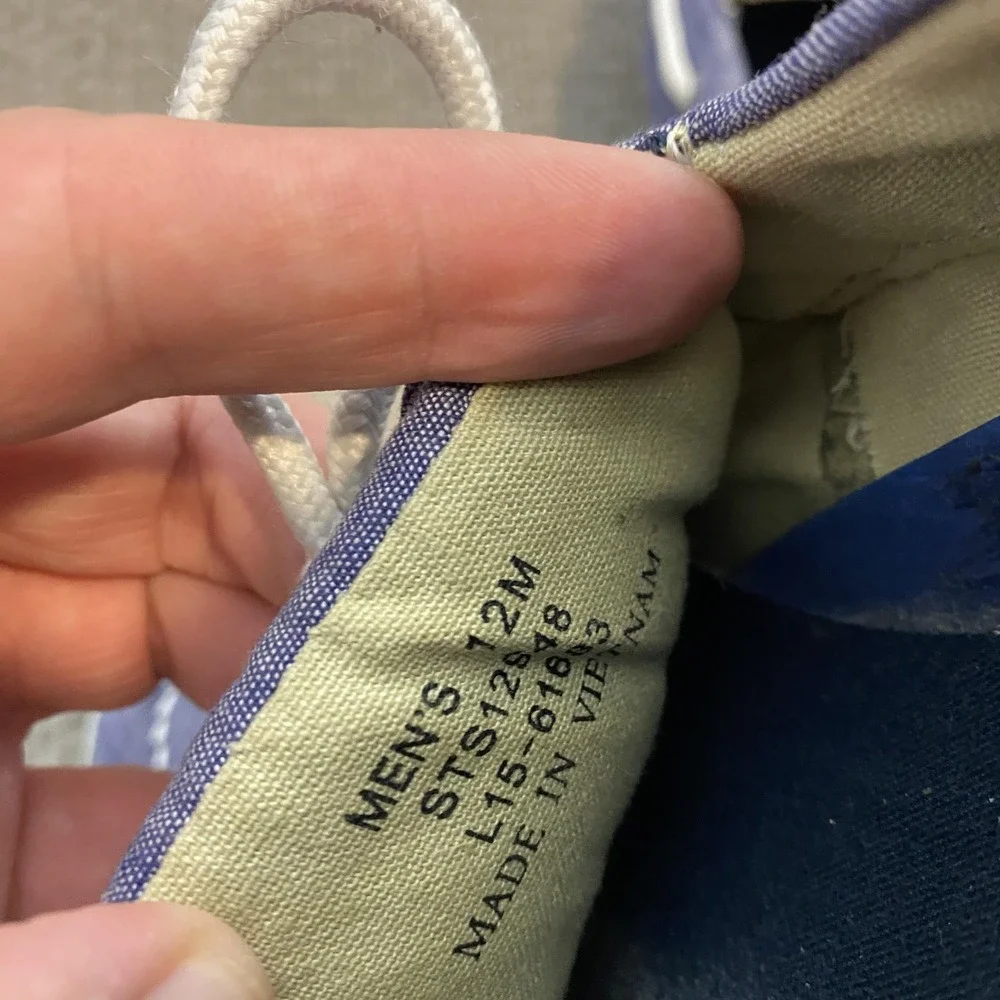Sperry Top-Sider Boat Shoes Mens Size 12 Blue Canvas Preppy Non-Slip STS12848